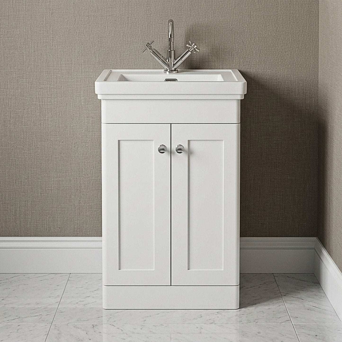 [BFCL123A] Swynnerton Traditional Floor Standing Vanity Basin Unit with 1 Tap Hole Ceramic Basin - Choice of Size and Finish - Silo