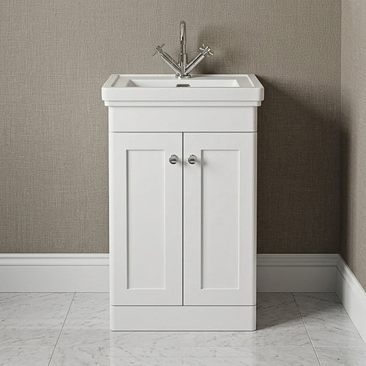 [BFCL123A] Swynnerton Traditional Floor Standing Vanity Basin Unit with 1 Tap Hole Ceramic Basin - Choice of Size and Finish - Silo