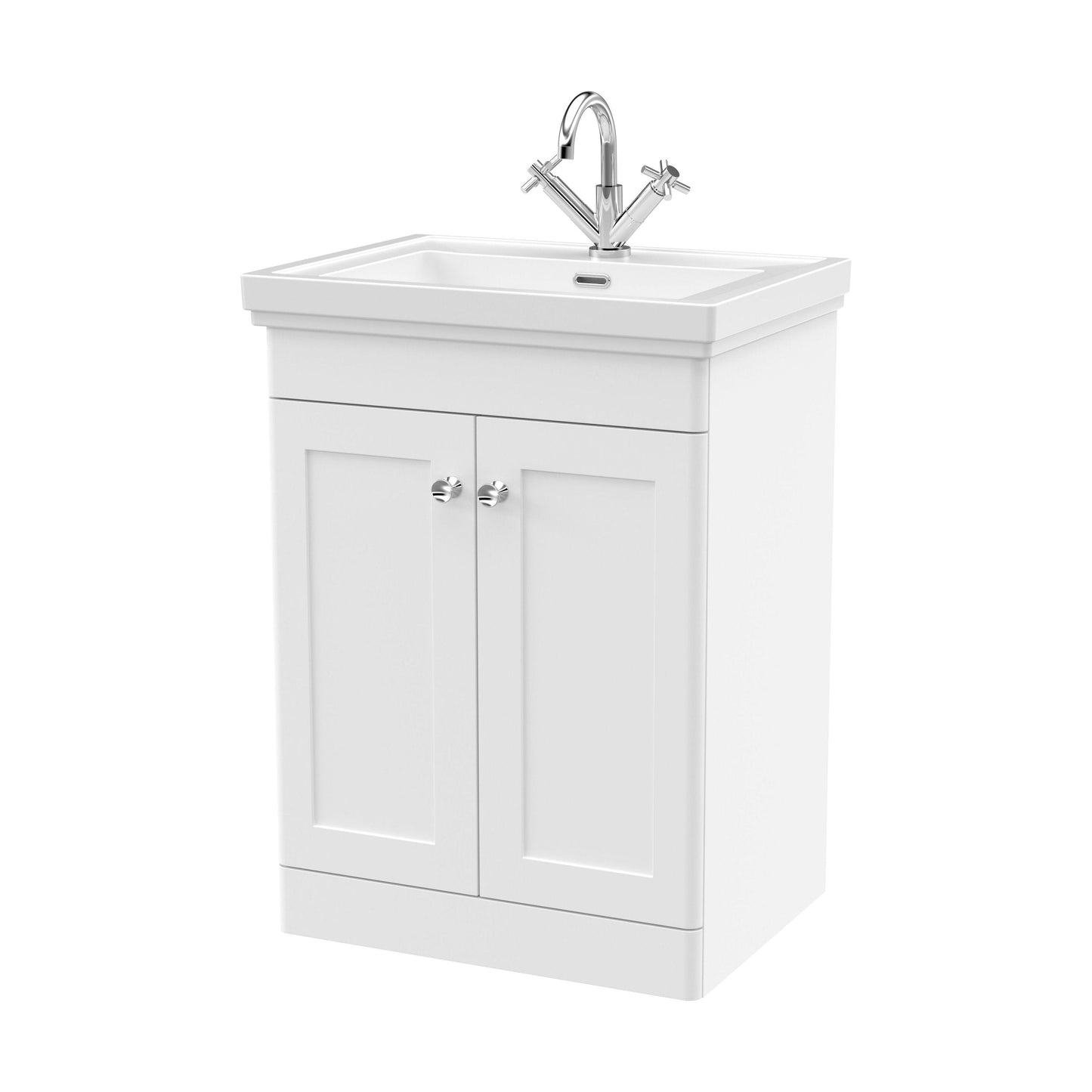 [BFCL125A] Swynnerton Traditional Floor Standing Vanity Basin Unit with 1 Tap Hole Ceramic Basin - Choice of Size and Finish - Cutout