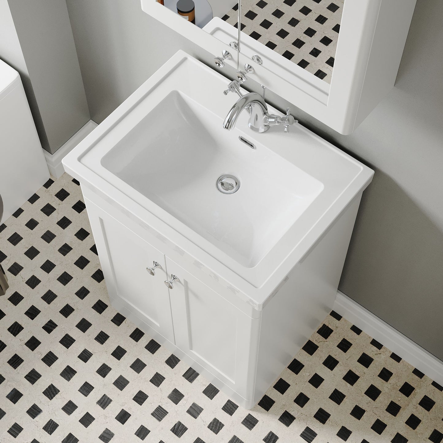 [BFCL125A] Swynnerton Traditional Floor Standing Vanity Basin Unit with 1 Tap Hole Ceramic Basin - Choice of Size and Finish - Lifestyle 2