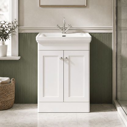 [BFCL125A] Swynnerton Traditional Floor Standing Vanity Basin Unit with 1 Tap Hole Ceramic Basin - Choice of Size and Finish - Silo