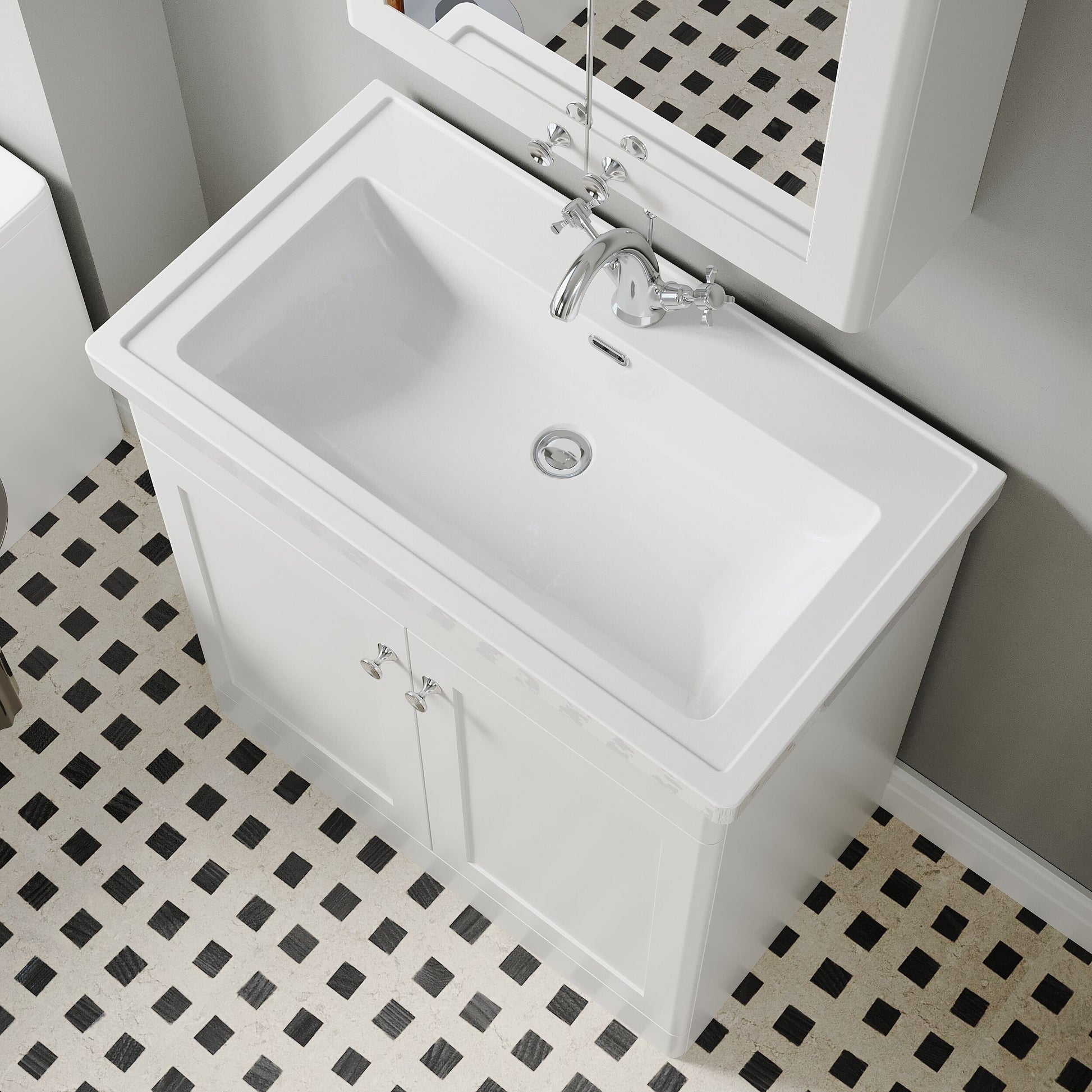 [BFCL126A] Swynnerton Traditional Floor Standing Vanity Basin Unit with 1 Tap Hole Ceramic Basin - Choice of Size and Finish - Lifestyle 2