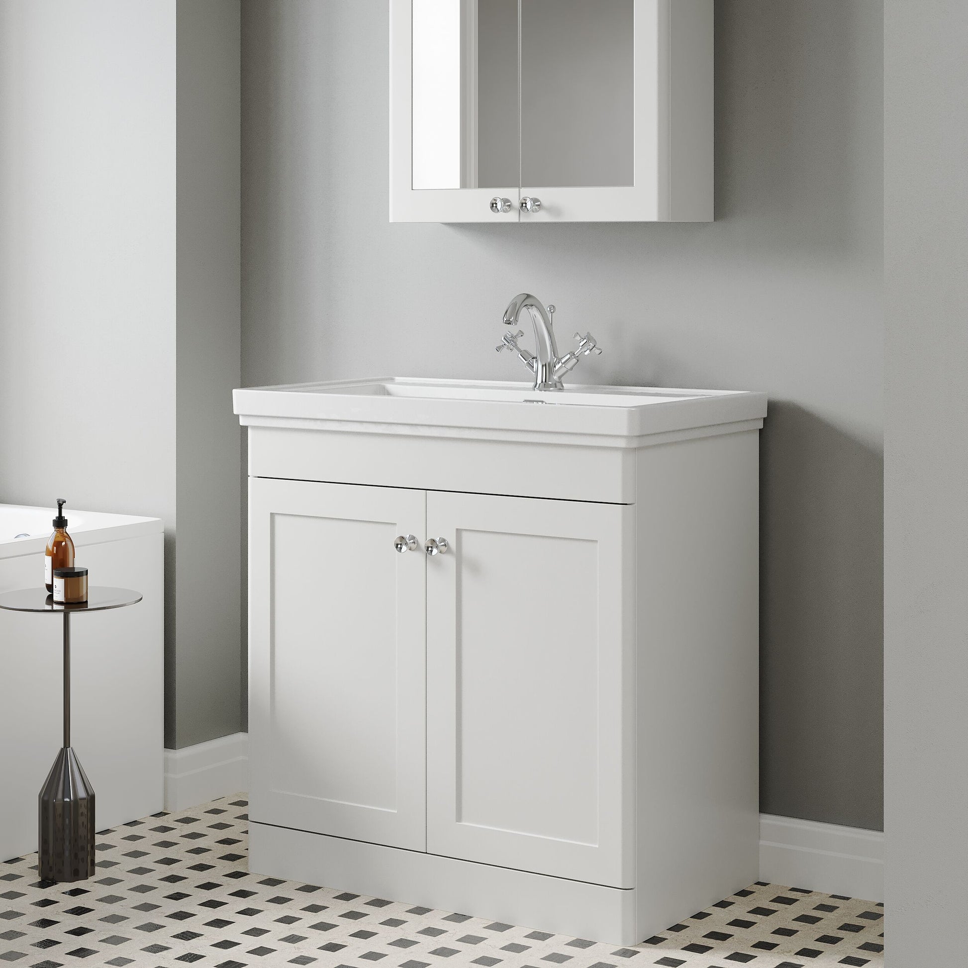 [BFCL126A] Swynnerton Traditional Floor Standing Vanity Basin Unit with 1 Tap Hole Ceramic Basin - Choice of Size and Finish - Lifestyle 3