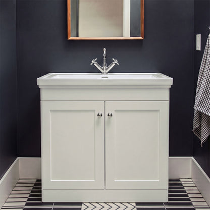 [BFCL126A] Swynnerton Traditional Floor Standing Vanity Basin Unit with 1 Tap Hole Ceramic Basin - Choice of Size and Finish - Silo