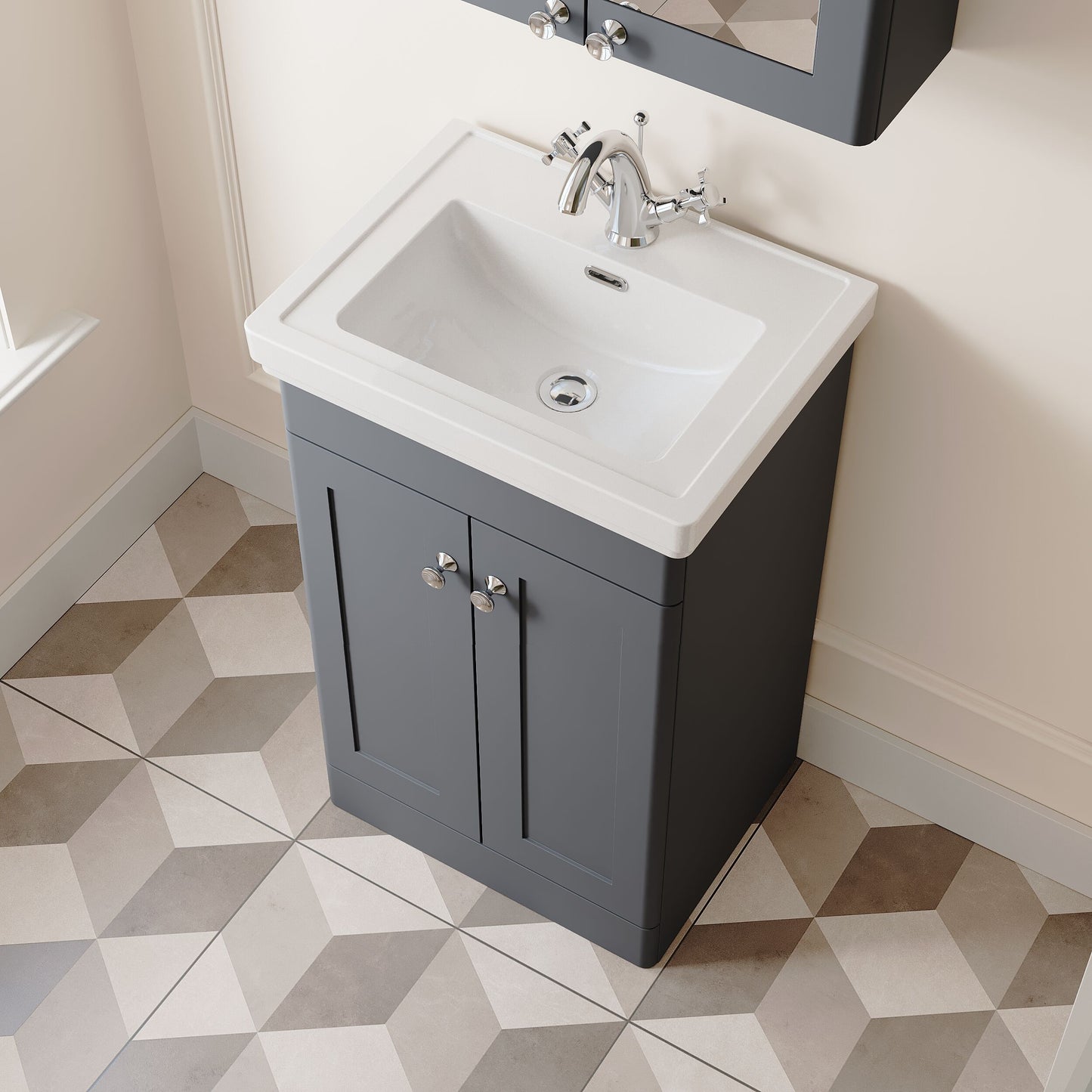 [BFCL1423A] Swynnerton Traditional Floor Standing Vanity Basin Unit with 1 Tap Hole Ceramic Basin - Choice of Size and Finish - Lifestyle 2