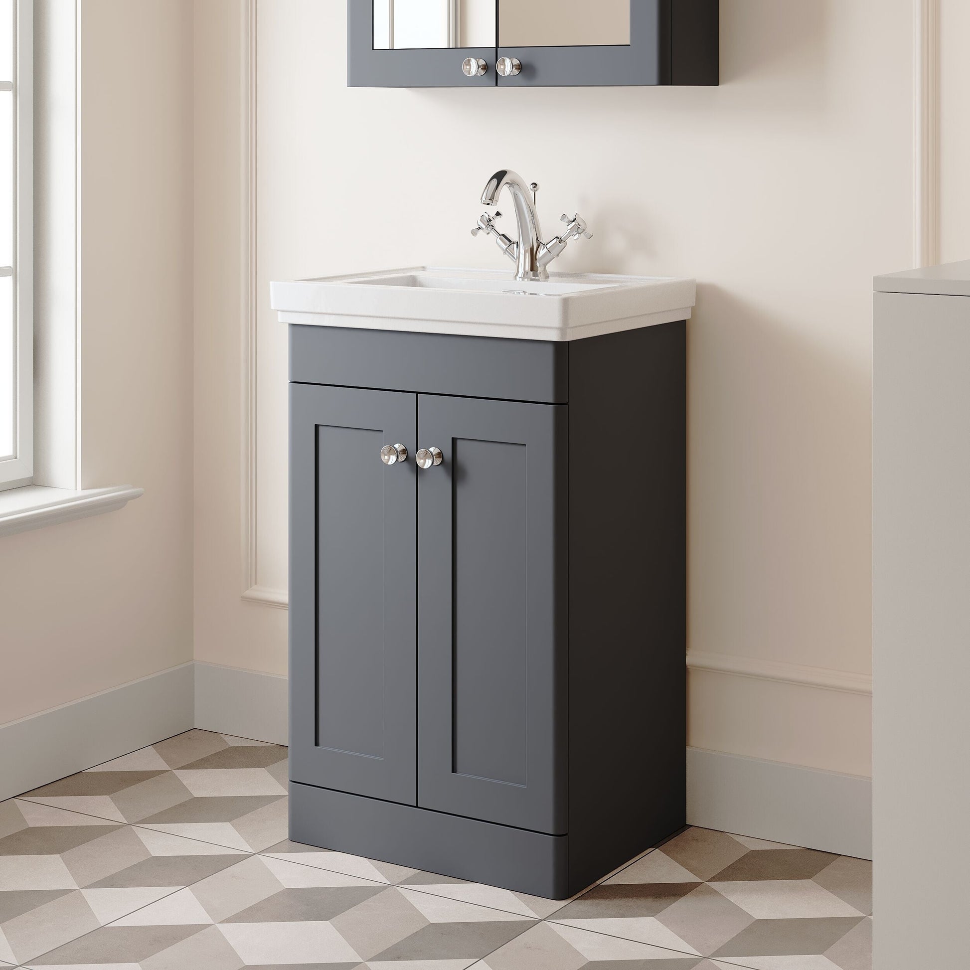 [BFCL1423A] Swynnerton Traditional Floor Standing Vanity Basin Unit with 1 Tap Hole Ceramic Basin - Choice of Size and Finish - Lifestyle 3