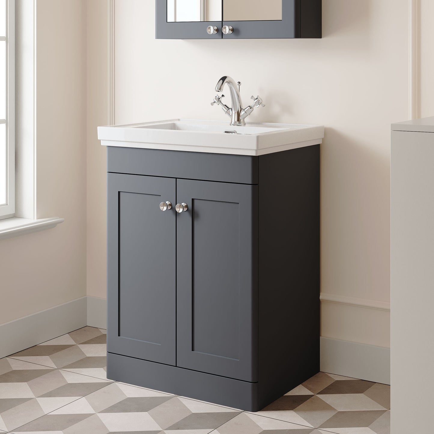 [BFCL1425A] Swynnerton Traditional Floor Standing Vanity Basin Unit with 1 Tap Hole Ceramic Basin - Choice of Size and Finish - Lifestyle 3