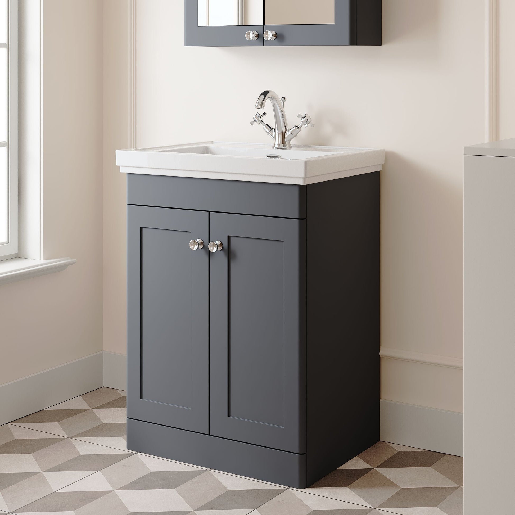 [BFCL1425A] Swynnerton Traditional Floor Standing Vanity Basin Unit with 1 Tap Hole Ceramic Basin - Choice of Size and Finish - Lifestyle 3