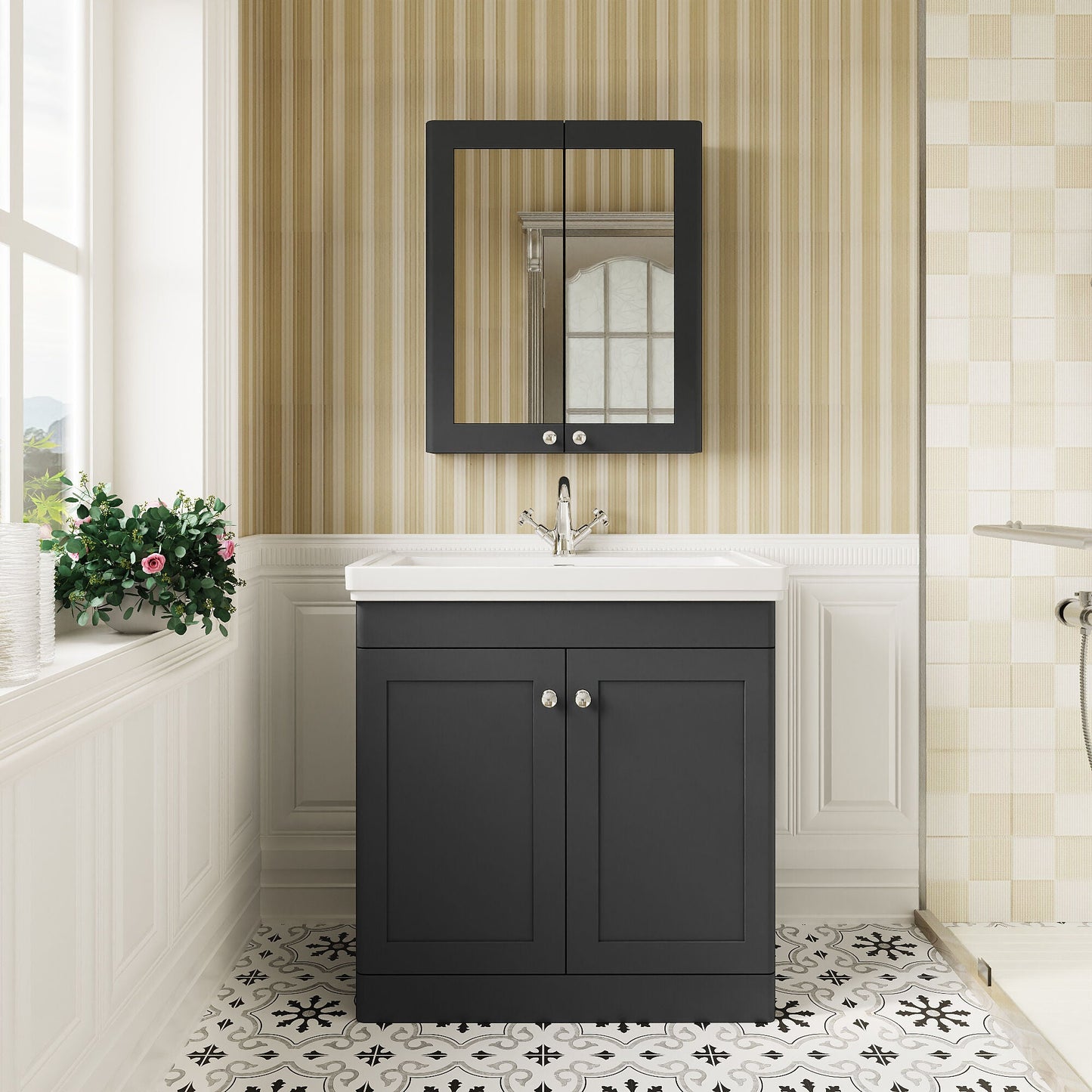 [BFCL1426A] Swynnerton Traditional Floor Standing Vanity Basin Unit with 1 Tap Hole Ceramic Basin - Choice of Size and Finish - Lifestyle 1