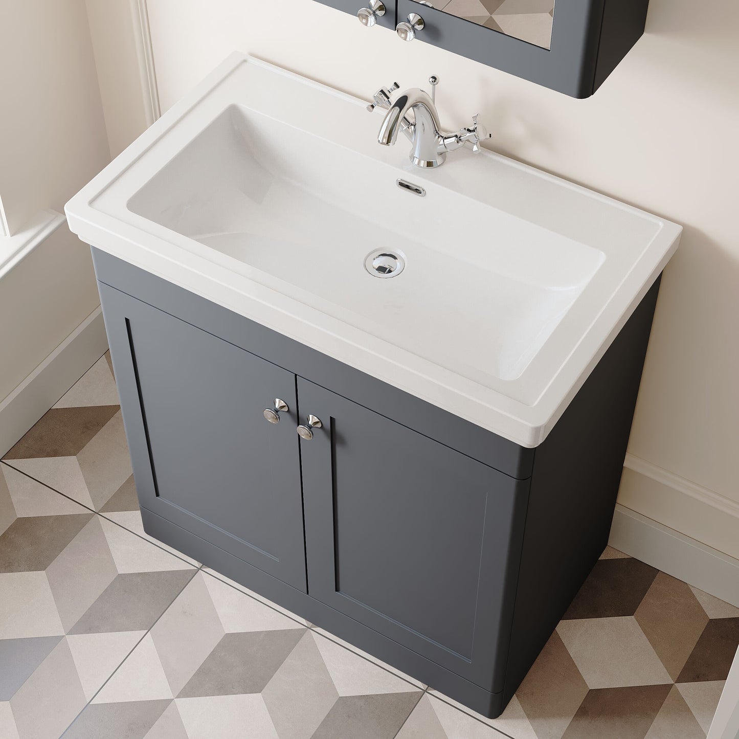 [BFCL1426A] Swynnerton Traditional Floor Standing Vanity Basin Unit with 1 Tap Hole Ceramic Basin - Choice of Size and Finish - Lifestyle 2