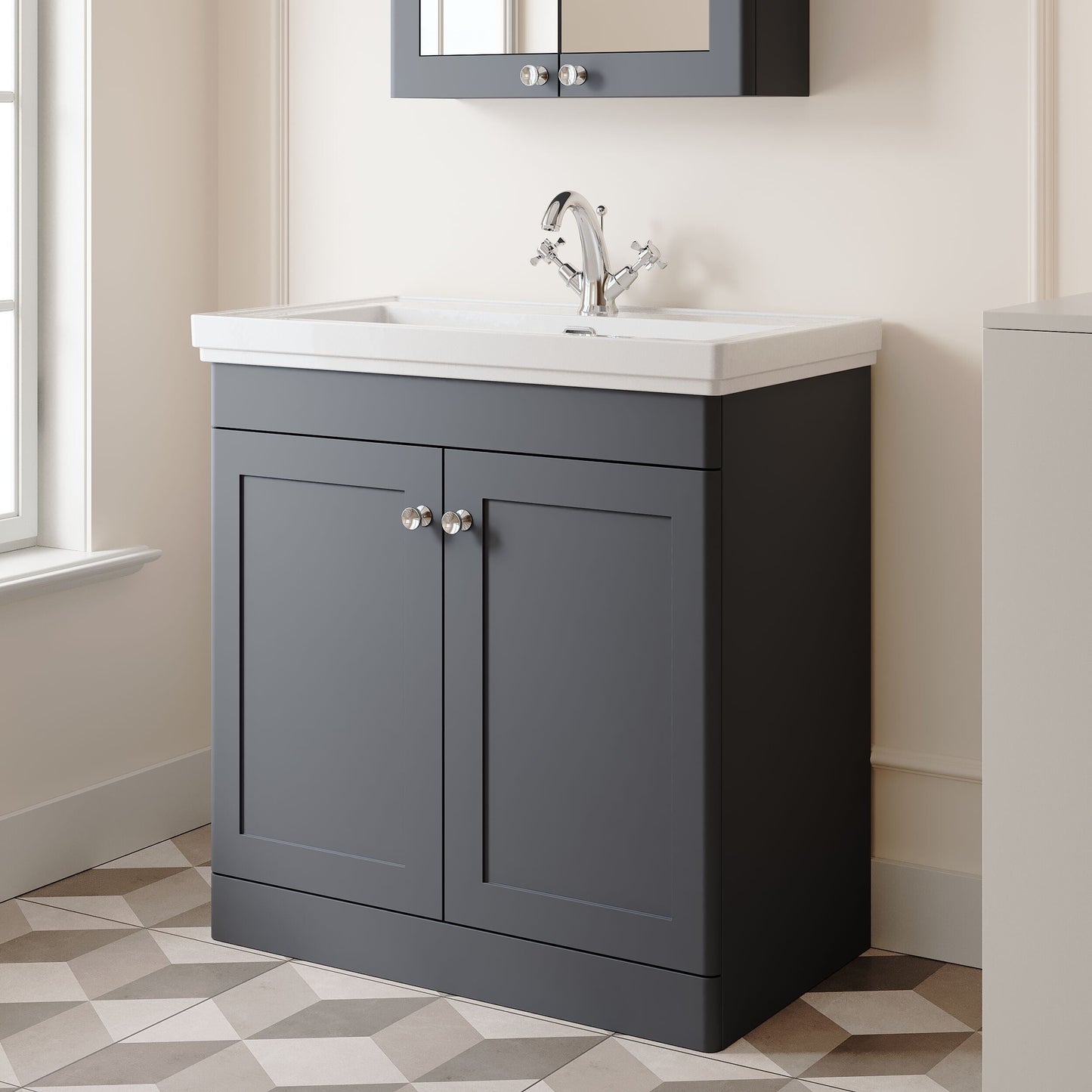 [BFCL1426A] Swynnerton Traditional Floor Standing Vanity Basin Unit with 1 Tap Hole Ceramic Basin - Choice of Size and Finish - Lifestyle 3