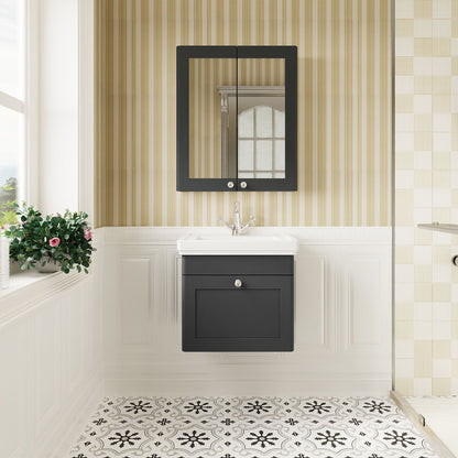 [BFCL1491A] Swynnerton Traditional Wall Hung 1 Drawer Vanity Basin Unit with Fireclay Basin - Choice of Colour and Size - Lifestyle 1