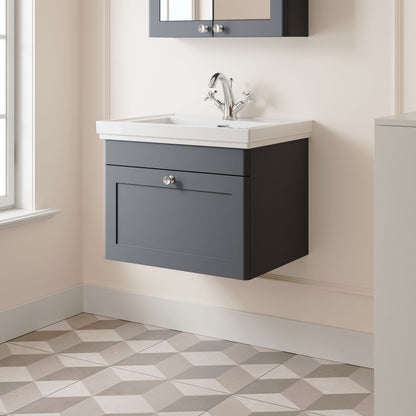 [BFCL1494A] Swynnerton Traditional Wall Hung 1 Drawer Vanity Basin Unit with Fireclay Basin - Choice of Colour and Size - Lifestyle 3