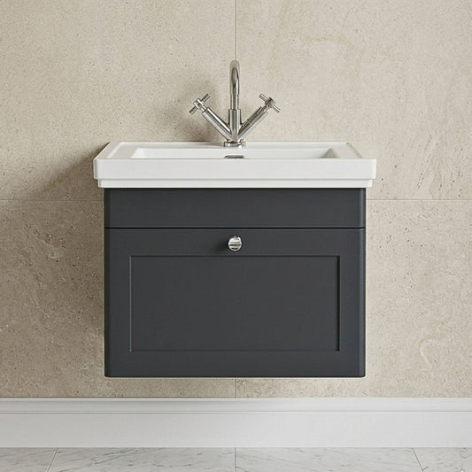 [BFCL1494A] Swynnerton Traditional Wall Hung 1 Drawer Vanity Basin Unit with Fireclay Basin - Choice of Colour and Size - Silo
