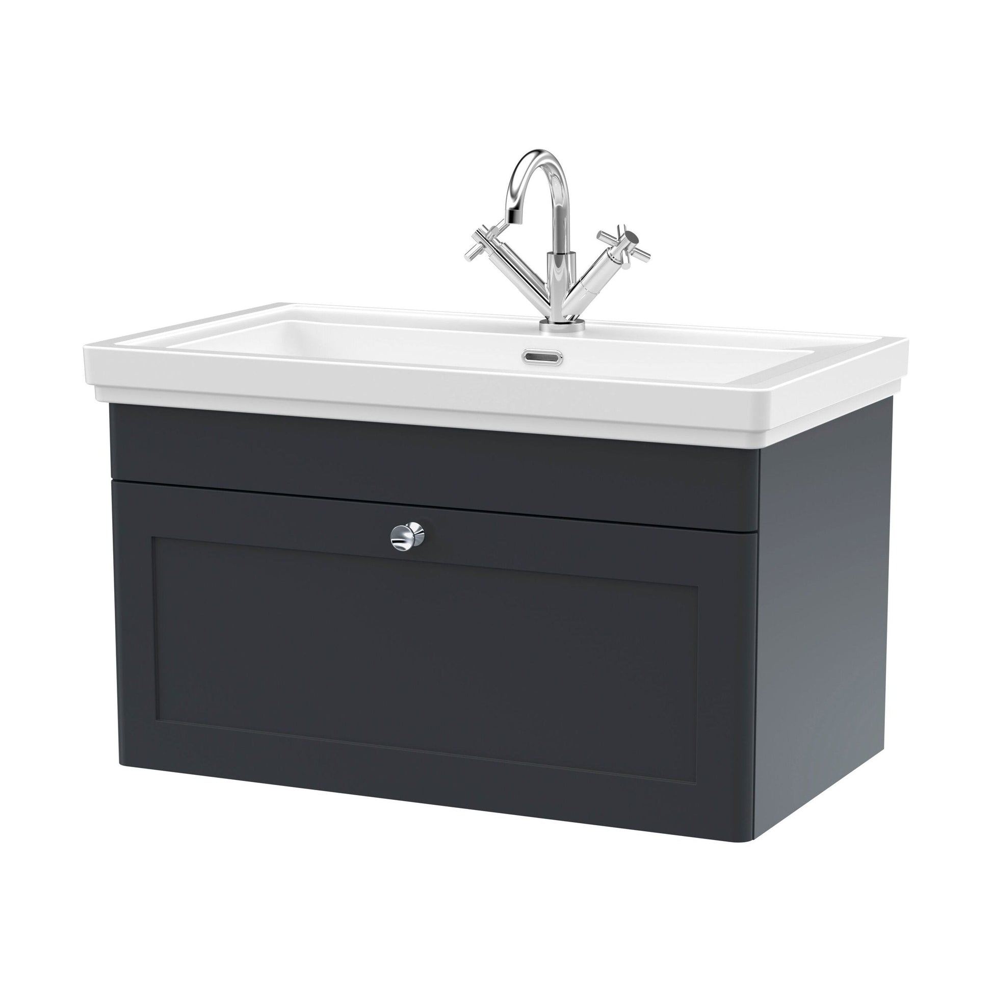 [BFCL1496A] Swynnerton Traditional Wall Hung 1 Drawer Vanity Basin Unit with Fireclay Basin - Choice of Colour and Size - Cutout