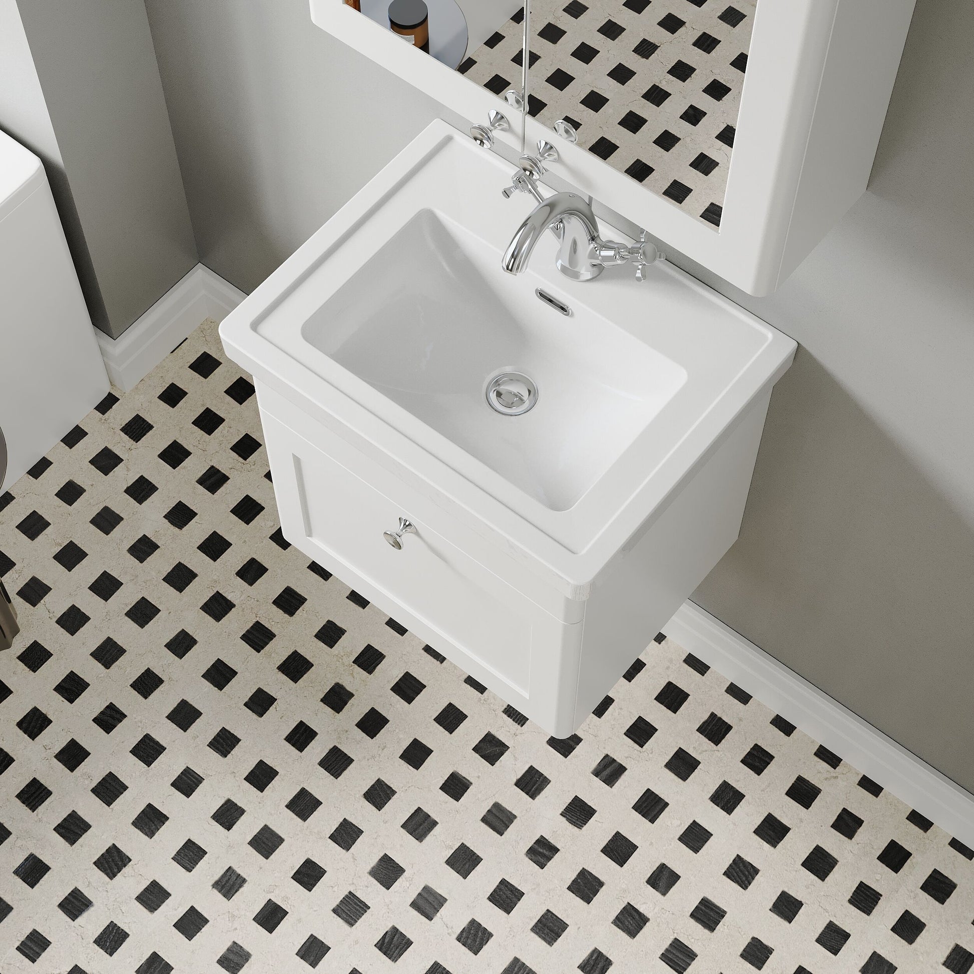 [BFCL191A] Swynnerton Traditional Wall Hung 1 Drawer Vanity Basin Unit with Fireclay Basin - Choice of Colour and Size - Lifestyle 2