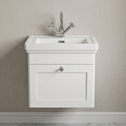 [BFCL191A] Swynnerton Traditional Wall Hung 1 Drawer Vanity Basin Unit with Fireclay Basin - Choice of Colour and Size - Silo