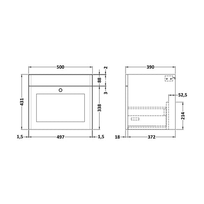 [BFCL191] 500 W/H 1-Drawer Unit (431x500x390) - Technical Drawing