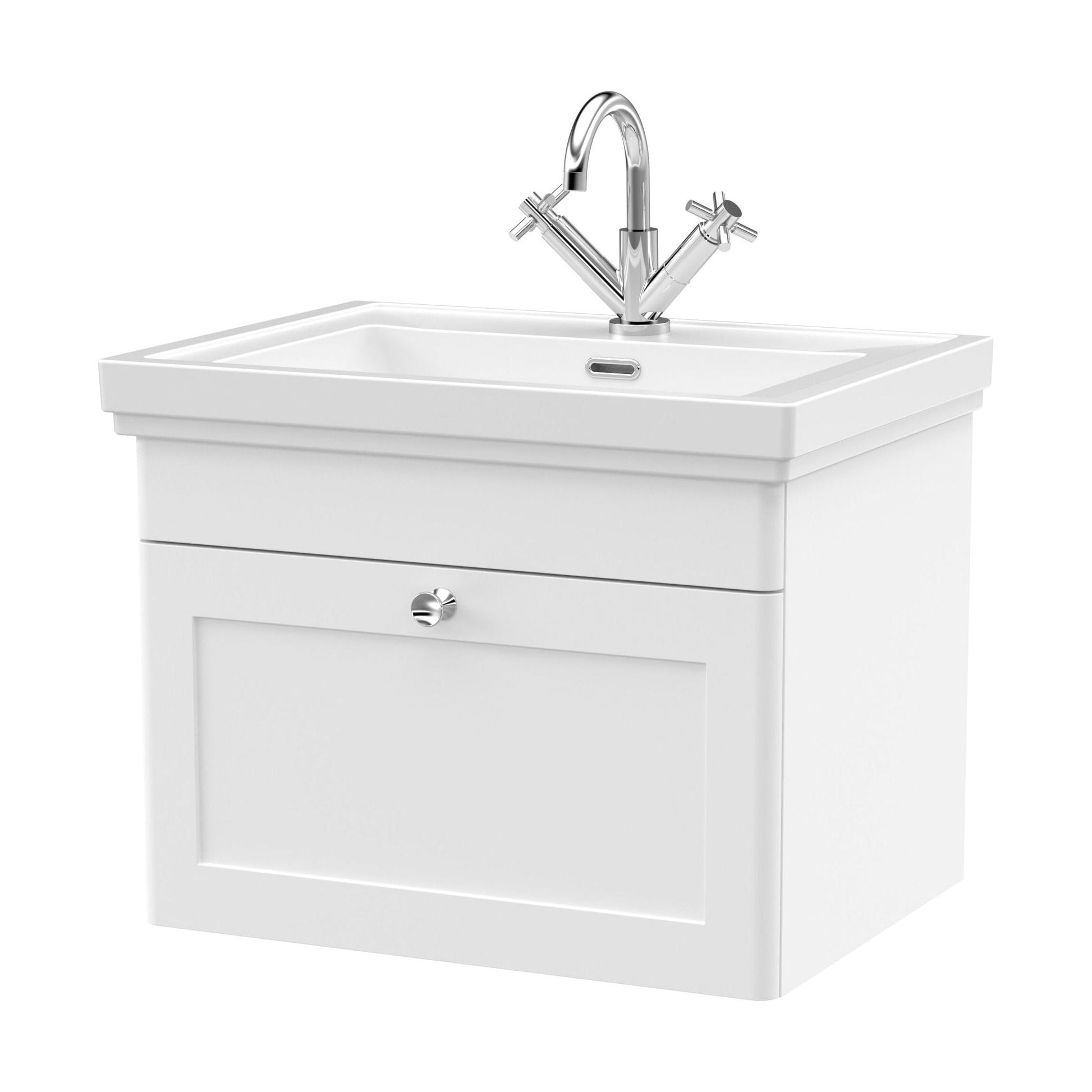 [BFCL194A] Swynnerton Traditional Wall Hung 1 Drawer Vanity Basin Unit with Fireclay Basin - Choice of Colour and Size - Cutout