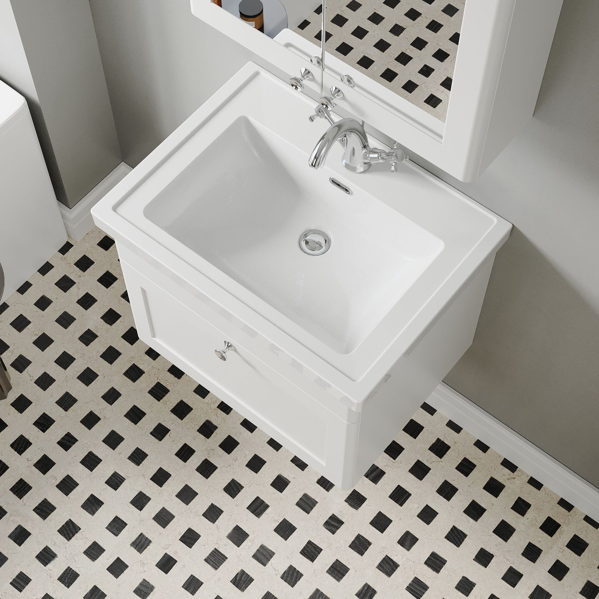 [BFCL194A] Swynnerton Traditional Wall Hung 1 Drawer Vanity Basin Unit with Fireclay Basin - Choice of Colour and Size - Lifestyle 2