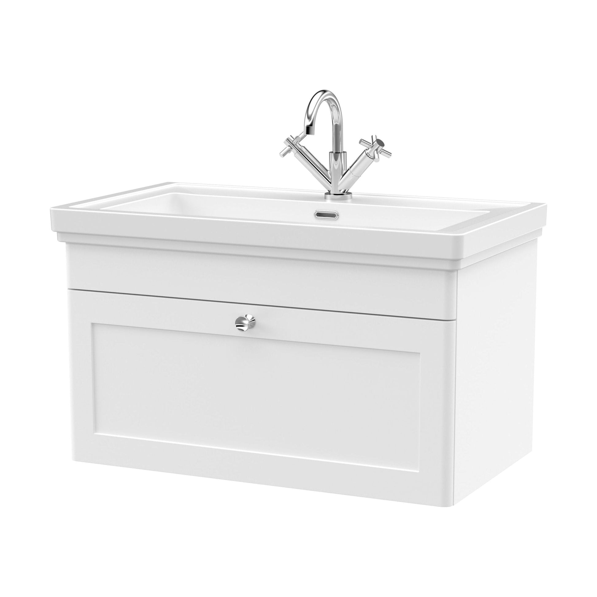 [BFCL196A] Swynnerton Traditional Wall Hung 1 Drawer Vanity Basin Unit with Fireclay Basin - Choice of Colour and Size - Cutout