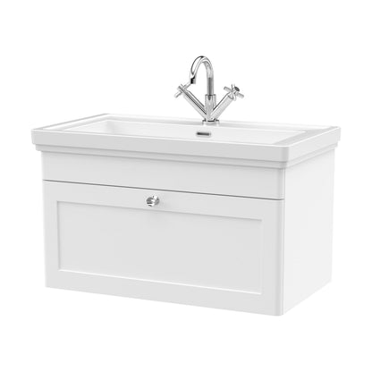 [BFCL196A] Swynnerton Traditional Wall Hung 1 Drawer Vanity Basin Unit with Fireclay Basin - Choice of Colour and Size - Cutout