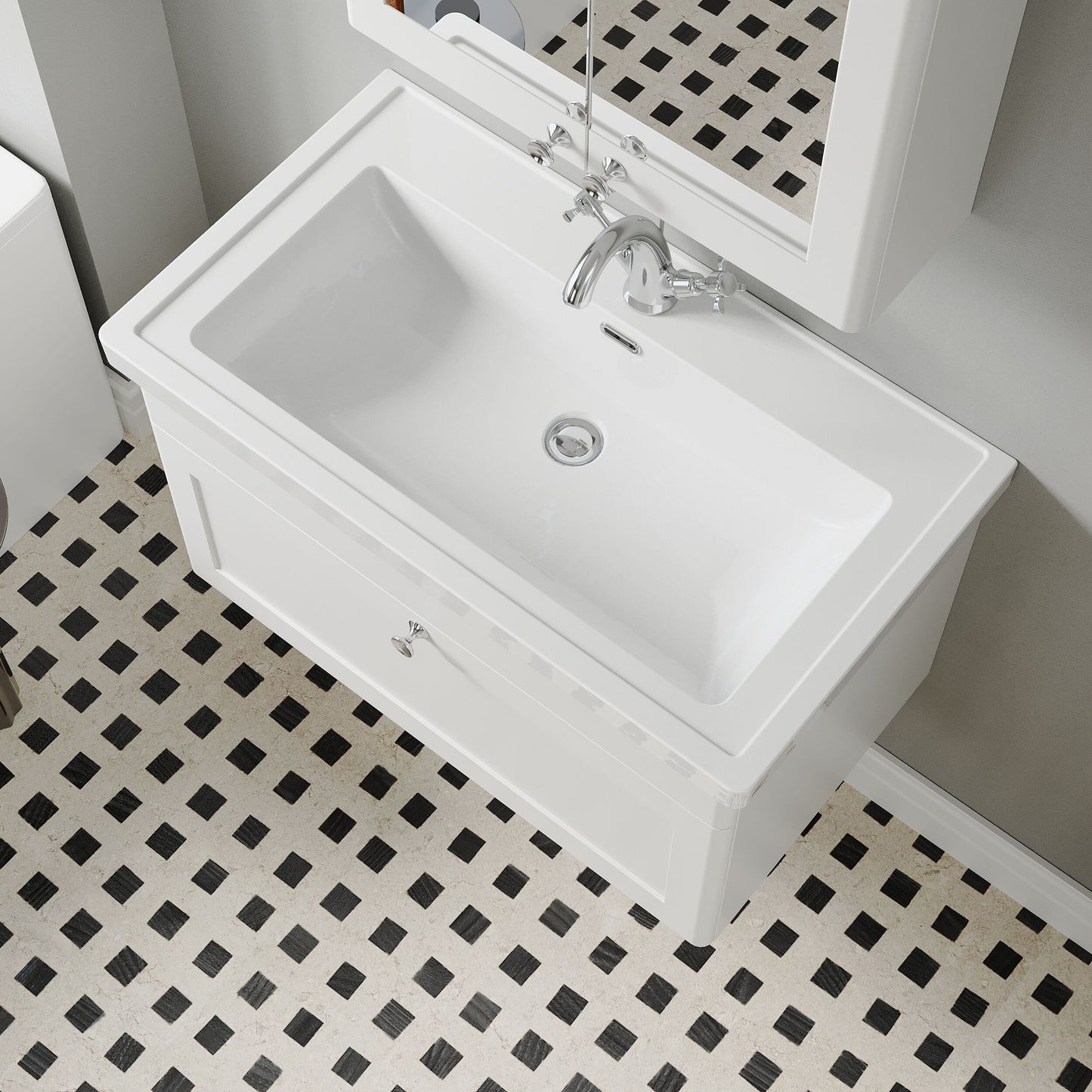 [BFCL196A] Swynnerton Traditional Wall Hung 1 Drawer Vanity Basin Unit with Fireclay Basin - Choice of Colour and Size - Lifestyle 2