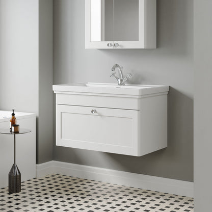 [BFCL196A] Swynnerton Traditional Wall Hung 1 Drawer Vanity Basin Unit with Fireclay Basin - Choice of Colour and Size - Lifestyle 3