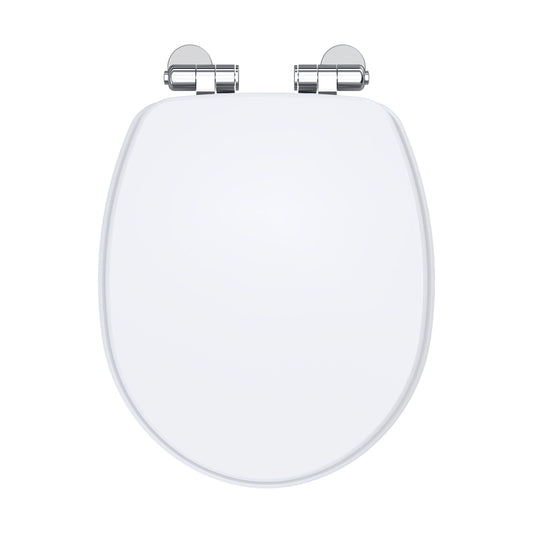 [BFCL197] Balterley Traditional Bathroom Soft Close Wooden Toilet Seat, Gloss White, 371mm - Cutout