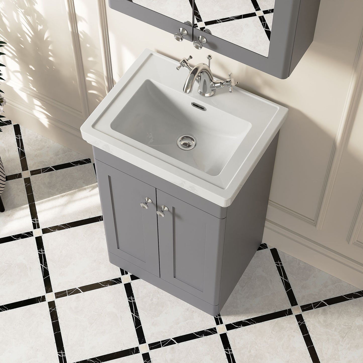 [BFCL223A] Swynnerton Traditional Floor Standing Vanity Basin Unit with 1 Tap Hole Ceramic Basin - Choice of Size and Finish - Lifestyle 2