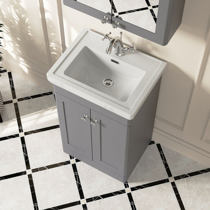 [BFCL223A] Swynnerton Traditional Floor Standing Vanity Basin Unit with 1 Tap Hole Ceramic Basin - Choice of Size and Finish - Lifestyle 2