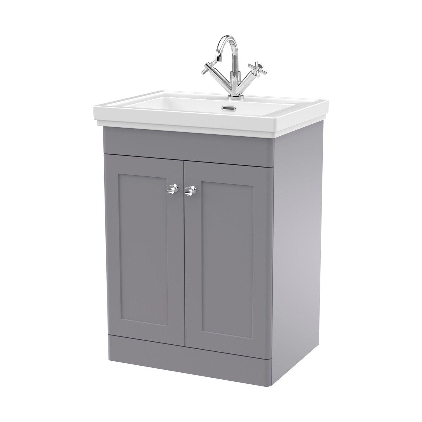 [BFCL225A] Swynnerton Traditional Floor Standing Vanity Basin Unit with 1 Tap Hole Ceramic Basin - Choice of Size and Finish - Cutout