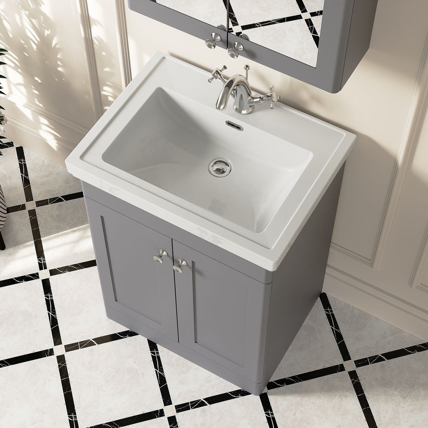 [BFCL225A] Swynnerton Traditional Floor Standing Vanity Basin Unit with 1 Tap Hole Ceramic Basin - Choice of Size and Finish - Lifestyle 2