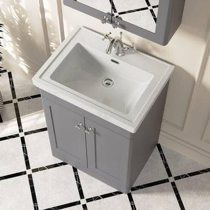 [BFCL225A] Swynnerton Traditional Floor Standing Vanity Basin Unit with 1 Tap Hole Ceramic Basin - Choice of Size and Finish - Lifestyle 2