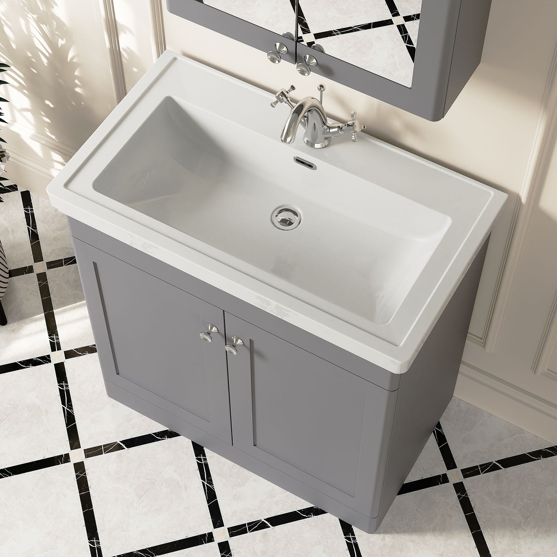 [BFCL226A] Swynnerton Traditional Floor Standing Vanity Basin Unit with 1 Tap Hole Ceramic Basin - Choice of Size and Finish - Lifestyle 2