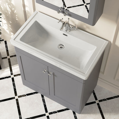 [BFCL226A] Swynnerton Traditional Floor Standing Vanity Basin Unit with 1 Tap Hole Ceramic Basin - Choice of Size and Finish - Lifestyle 2
