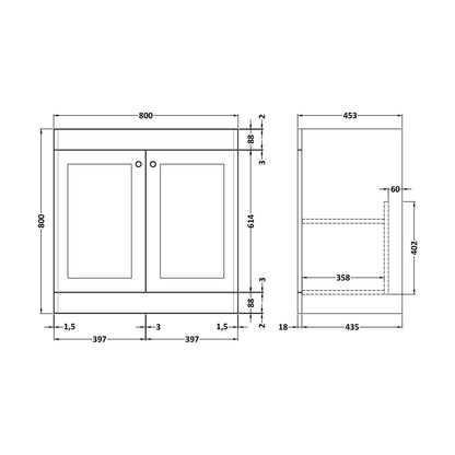 [BFCL226] 800 F/S 2-Door Unit (800x800 x453) - Technical Drawing