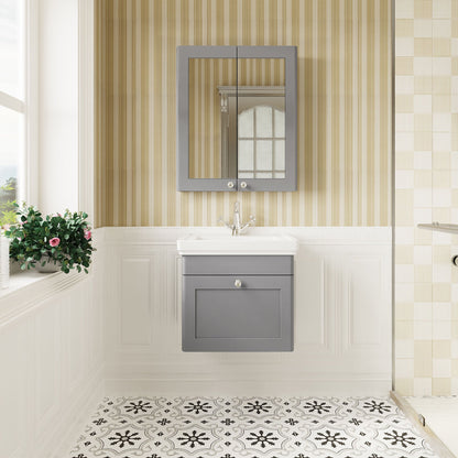[BFCL291A] Swynnerton Traditional Wall Hung 1 Drawer Vanity Basin Unit with Fireclay Basin - Choice of Colour and Size - Lifestyle 1