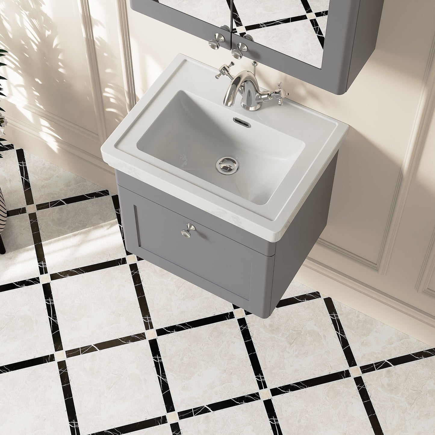 [BFCL291A] Swynnerton Traditional Wall Hung 1 Drawer Vanity Basin Unit with Fireclay Basin - Choice of Colour and Size - Lifestyle 2