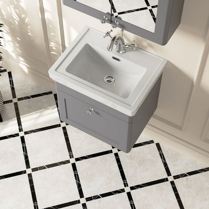[BFCL291A] Swynnerton Traditional Wall Hung 1 Drawer Vanity Basin Unit with Fireclay Basin - Choice of Colour and Size - Lifestyle 2