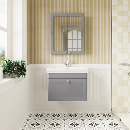 [BFCL294A] Swynnerton Traditional Wall Hung 1 Drawer Vanity Basin Unit with Fireclay Basin - Choice of Colour and Size - Lifestyle 1