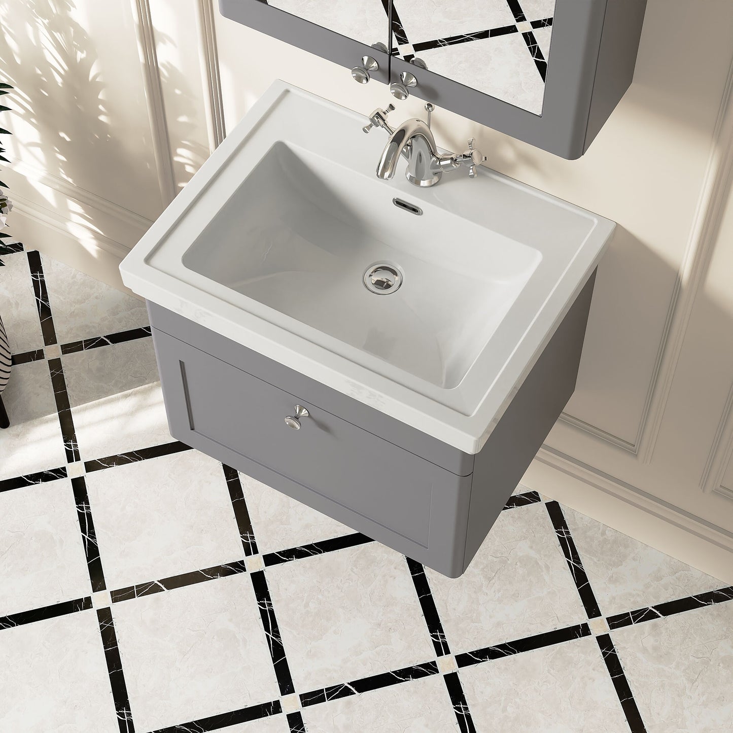 [BFCL294A] Swynnerton Traditional Wall Hung 1 Drawer Vanity Basin Unit with Fireclay Basin - Choice of Colour and Size - Lifestyle 2