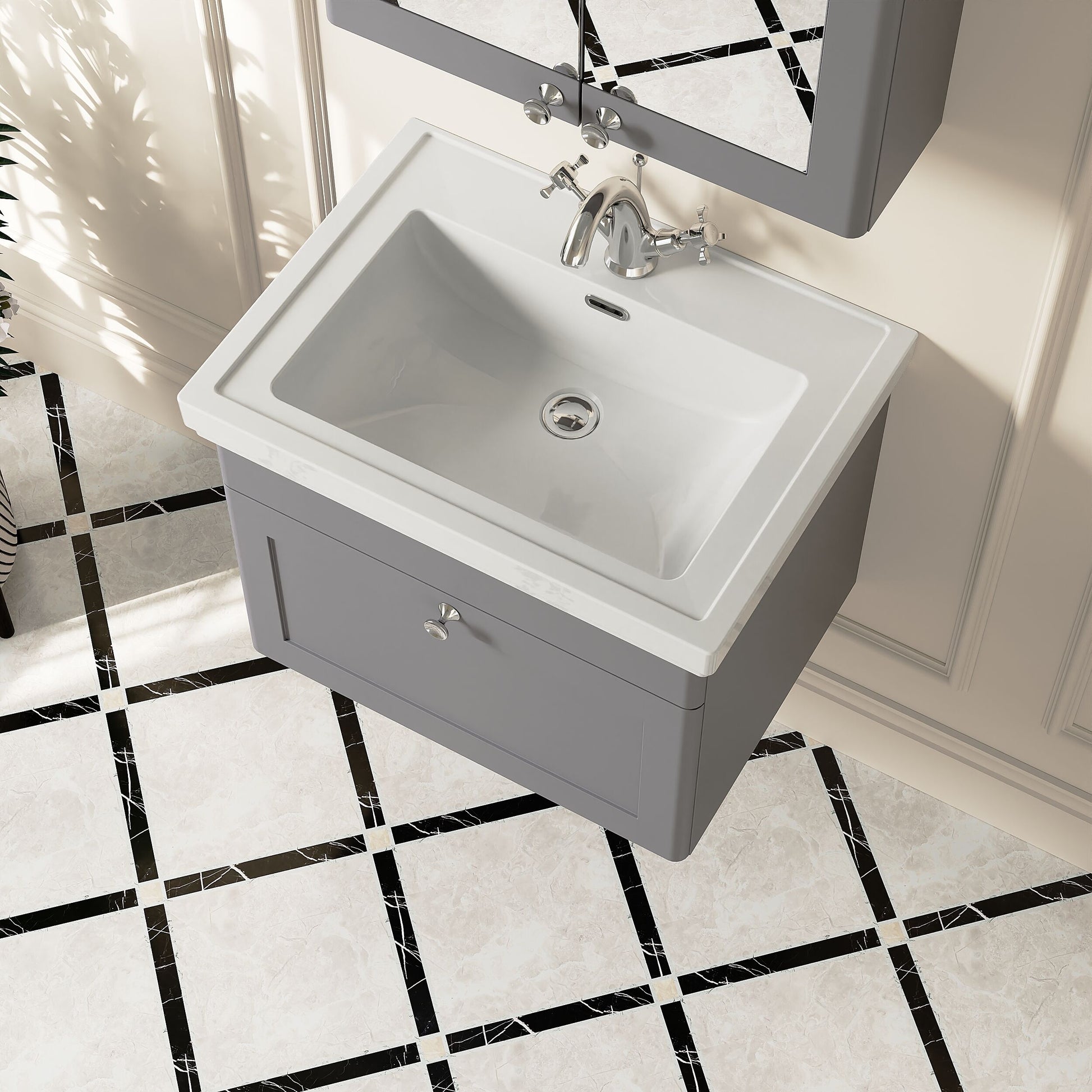 [BFCL294A] Swynnerton Traditional Wall Hung 1 Drawer Vanity Basin Unit with Fireclay Basin - Choice of Colour and Size - Lifestyle 2