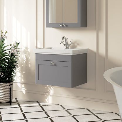 [BFCL294A] Swynnerton Traditional Wall Hung 1 Drawer Vanity Basin Unit with Fireclay Basin - Choice of Colour and Size - Lifestyle 3