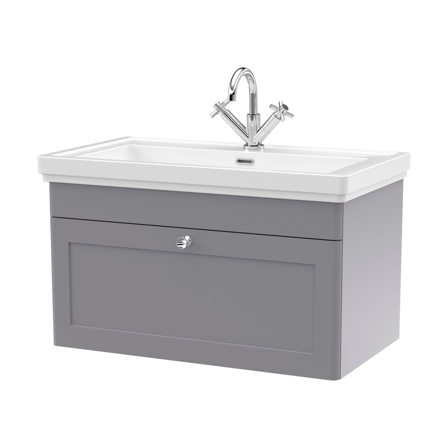 [BFCL296A] Swynnerton Traditional Wall Hung 1 Drawer Vanity Basin Unit with Fireclay Basin - Choice of Colour and Size - Cutout