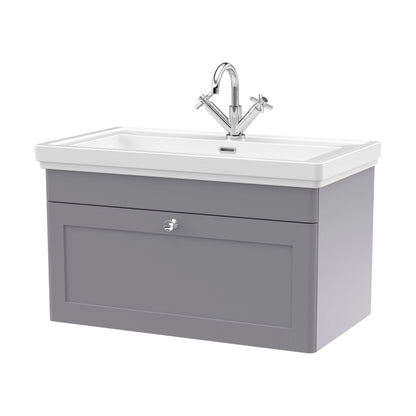[BFCL296A] Swynnerton Traditional Wall Hung 1 Drawer Vanity Basin Unit with Fireclay Basin - Choice of Colour and Size - Cutout