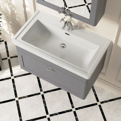 [BFCL296A] Swynnerton Traditional Wall Hung 1 Drawer Vanity Basin Unit with Fireclay Basin - Choice of Colour and Size - Lifestyle 2