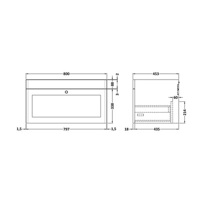 [BFCL296] 800 W/H 1-Drawer Unit (431x800x453) - Technical Drawing