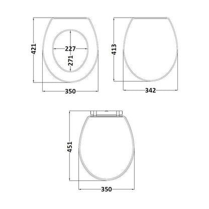 [BFCL299] Swynnerton Traditional Soft Close Toilet Seat - Choice of Finish - Technical Drawing