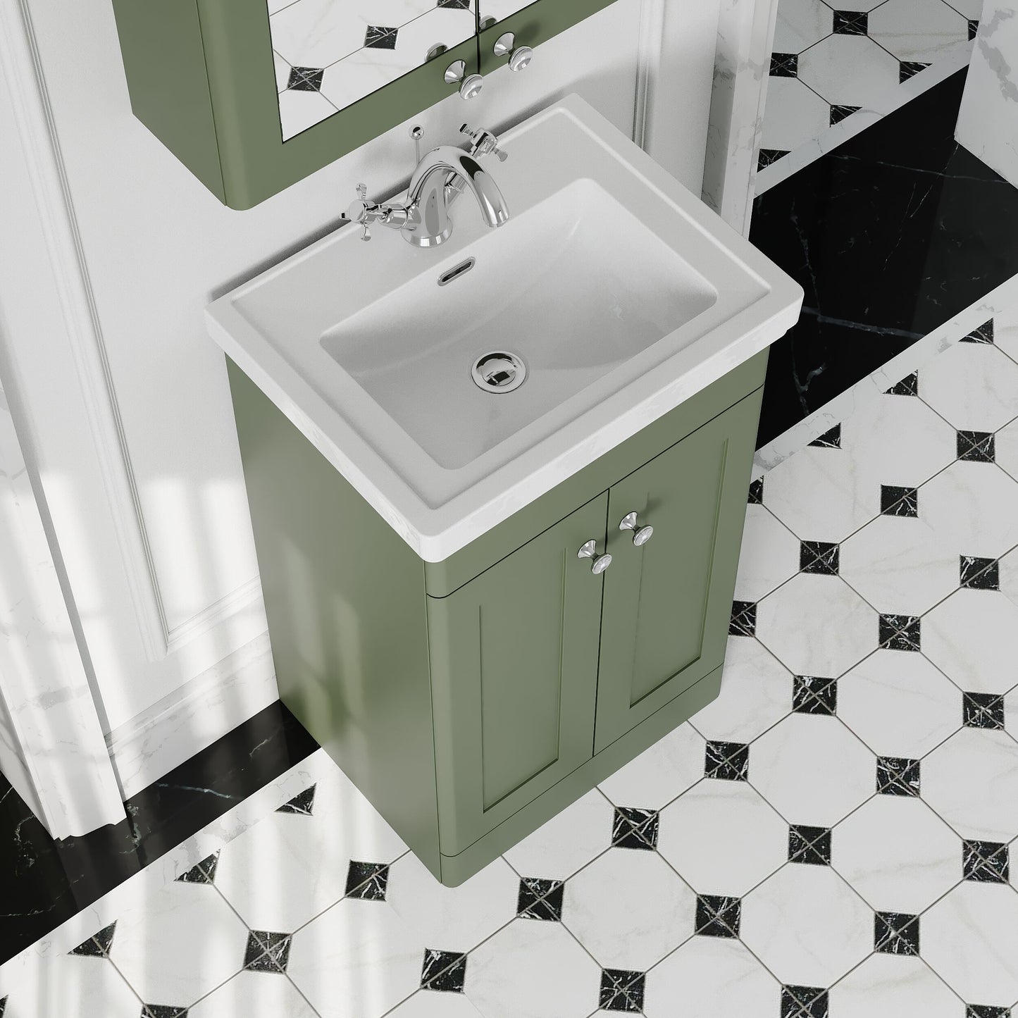 [BFCL823A] Swynnerton Traditional Floor Standing Vanity Basin Unit with 1 Tap Hole Ceramic Basin - Choice of Size and Finish - Lifestyle 2